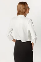 Stretch Crepe Cropped Shawl Blazer