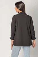Stretch Crepe Blazer with Ruched Sleeves