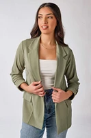 Stretch Crepe Blazer with Ruched Sleeves
