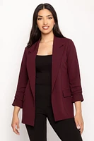 Stretch Crepe Blazer with Ruched Sleeves