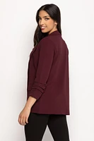 Stretch Crepe Blazer with Ruched Sleeves