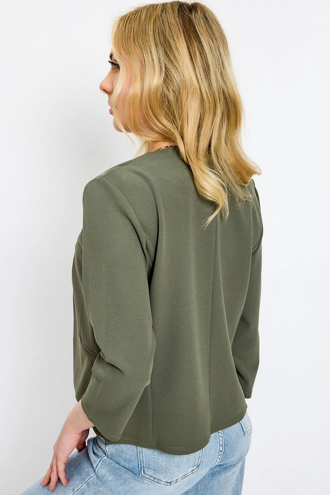 3/4 Sleeve Open Collarless Blazer
