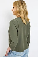 3/4 Sleeve Open Collarless Blazer