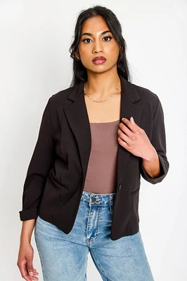 One-Button Blazer with Rolled Cuffs