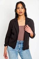 One-Button Blazer with Rolled Cuffs
