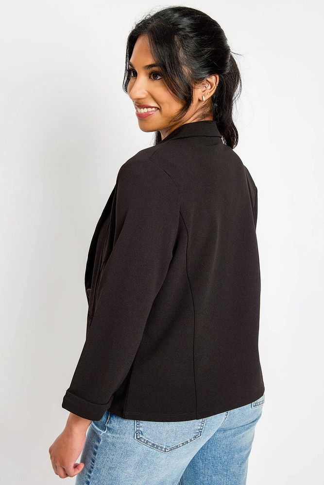 One-Button Blazer with Rolled Cuffs