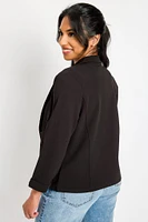 One-Button Blazer with Rolled Cuffs