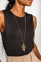 Rhinestone Leaf Necklace