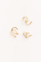 Rhinestone Hoop Earrings Set