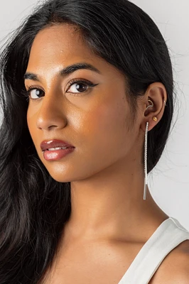 Twinkling Rhinestone Linear Earrings