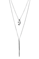 Double Necklace with Bar and Circle Pendant