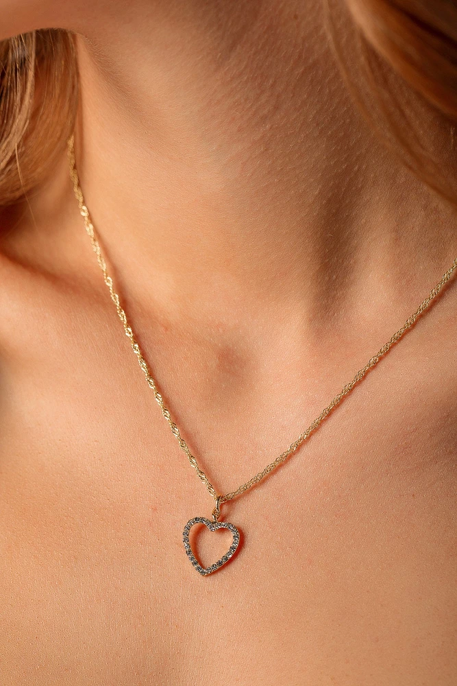 Rhinestone Heart Pendant Necklace