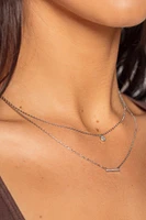 Necklace with Double Rhinestone Pendant