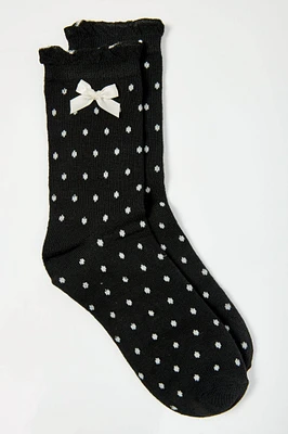 Polka Dot Ruffle-Trim Bow Socks