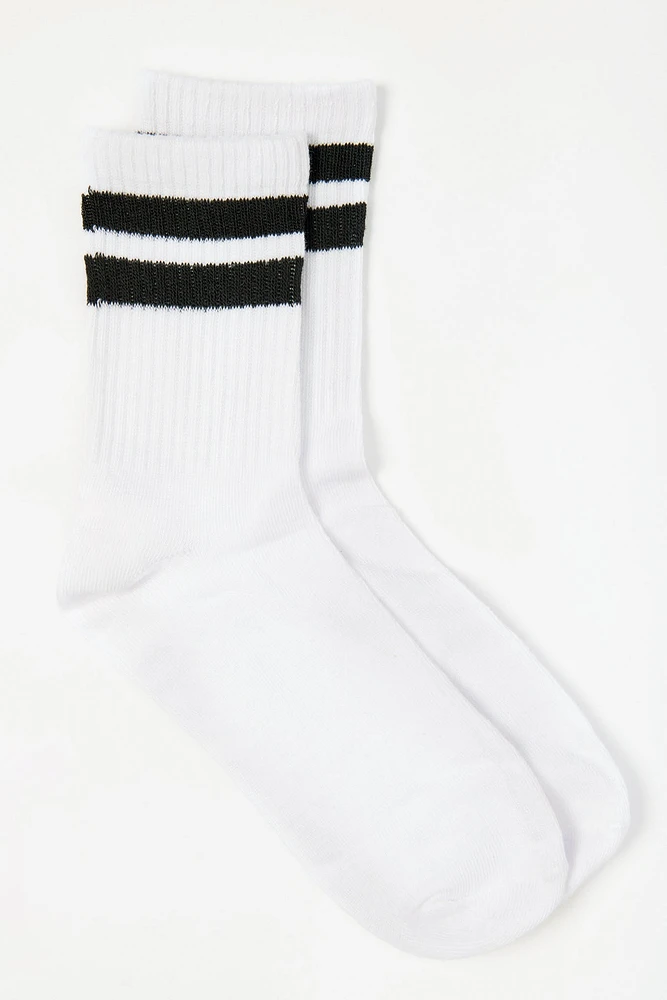 Short Crew Socks with Double Stripes