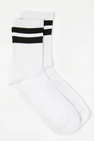 Short Crew Socks with Double Stripes