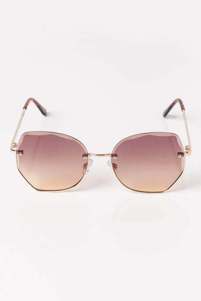 Semi-Rimless Geometric Sunglasses