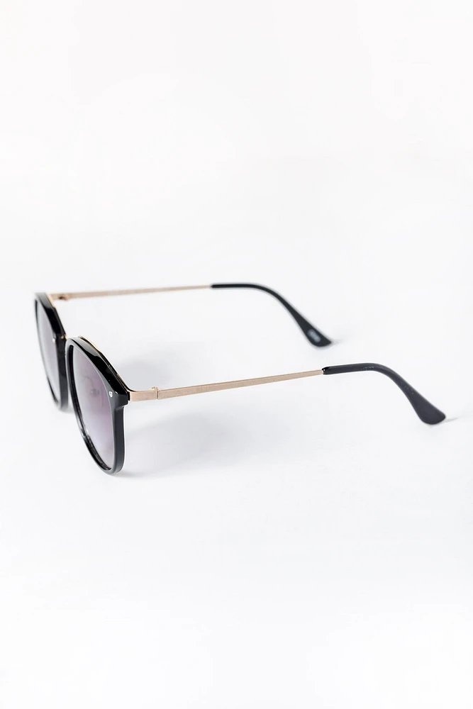 Rounded Pantos Sunglasses with Metal Trim