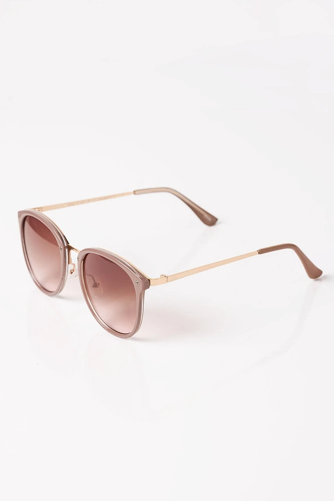 Rounded Pantos Sunglasses with Metal Trim