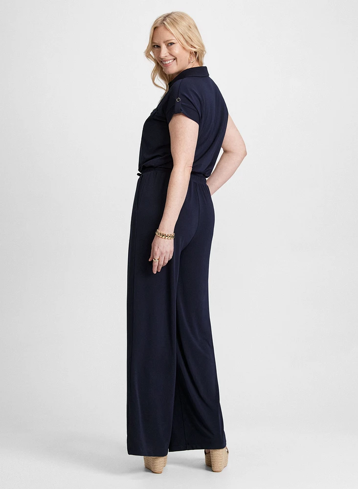 Button Down Jersey Jumpsuit