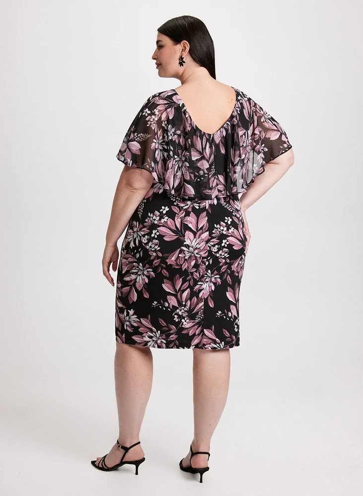 Ruffled Floral Cocktail Dress