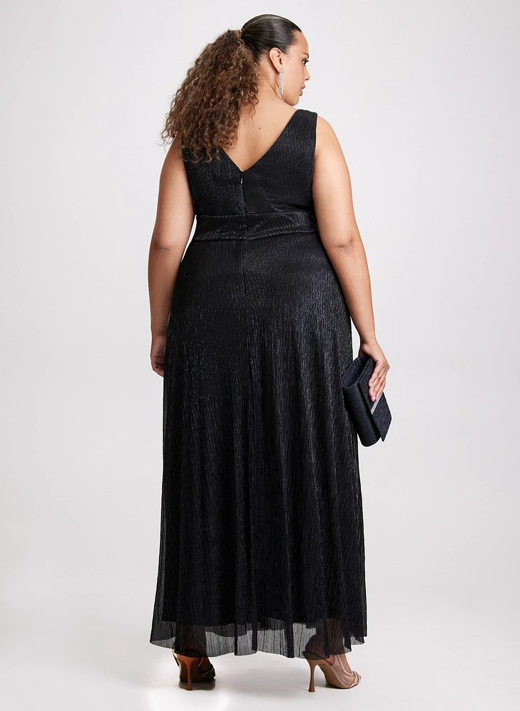 V-Neck Rhinestone Waist Dress