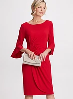 Ruched Waist Bell Sleeve Dress