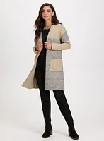 Colour Block Open-Front Cardigan
