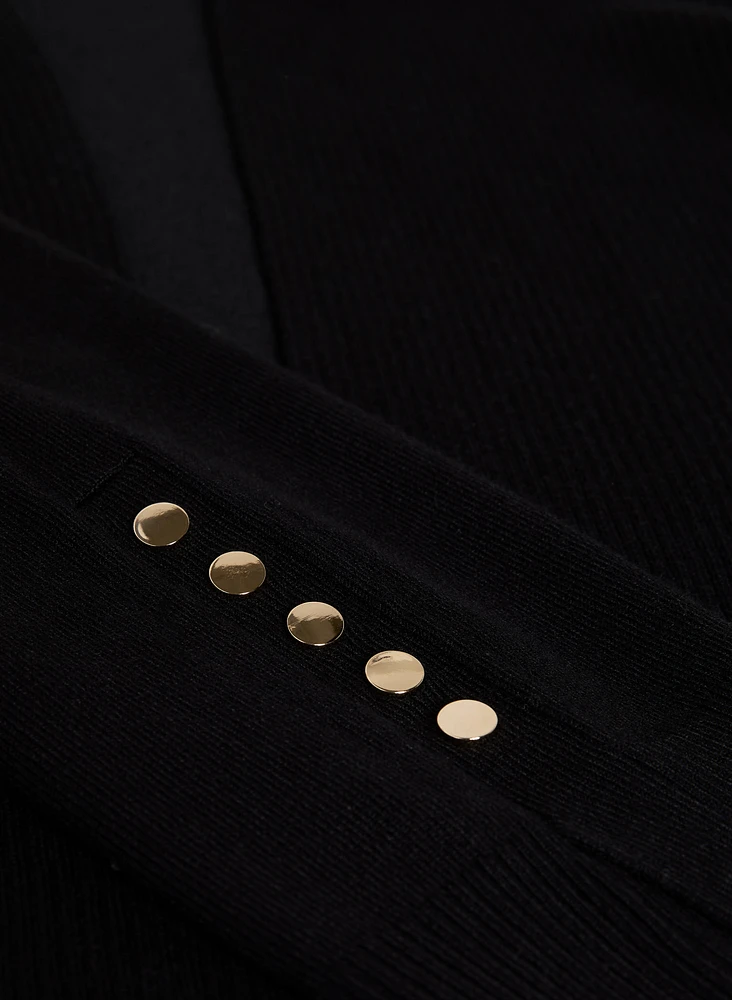 Button Detail Open-Front Cardigan