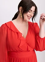 Asymmetric Ruffle Front Dress