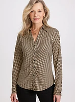 Geometric Print Polo Top
