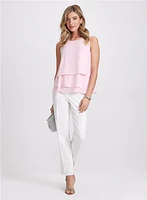 Tiered Rhinestone Trim Blouse