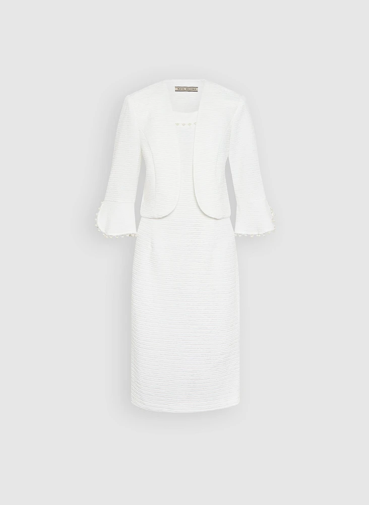 Pearl Trim Dress & Jacket Set
