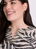 Embellished Palm Print T-Shirt