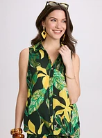 Sleeveless Palm Print Blouse