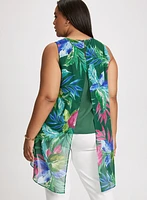 Haut à motif tropical ouvert l'arrière