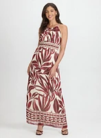 Robe maxi à motif feuilles