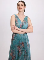 Plissé Floral Dress