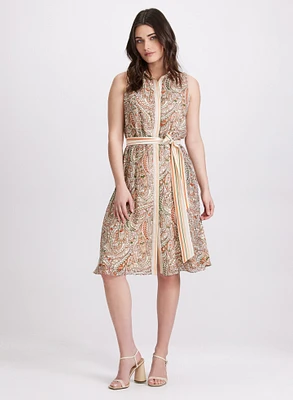 Robe paisley à col chemisier