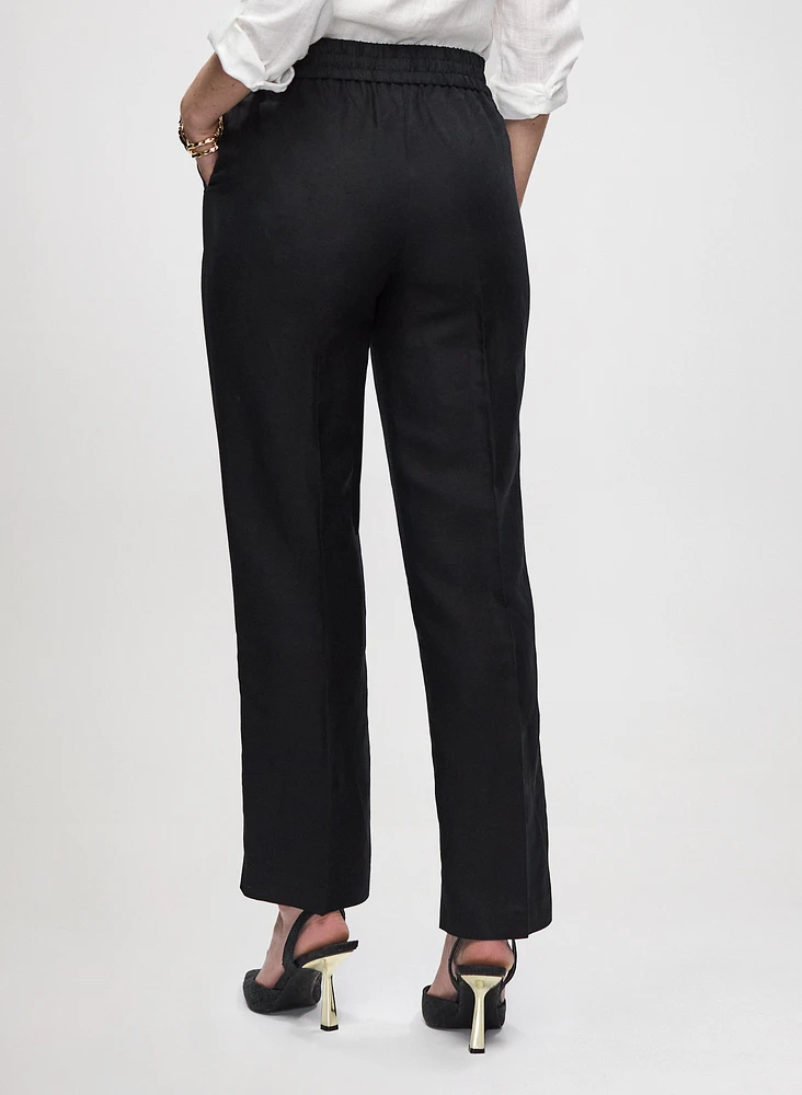 Modern Fit Linen-Blend Straight Leg Pants