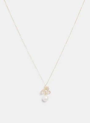 Floral Pearl Drop Necklace
