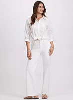 Embroidered Button-Down Blouse