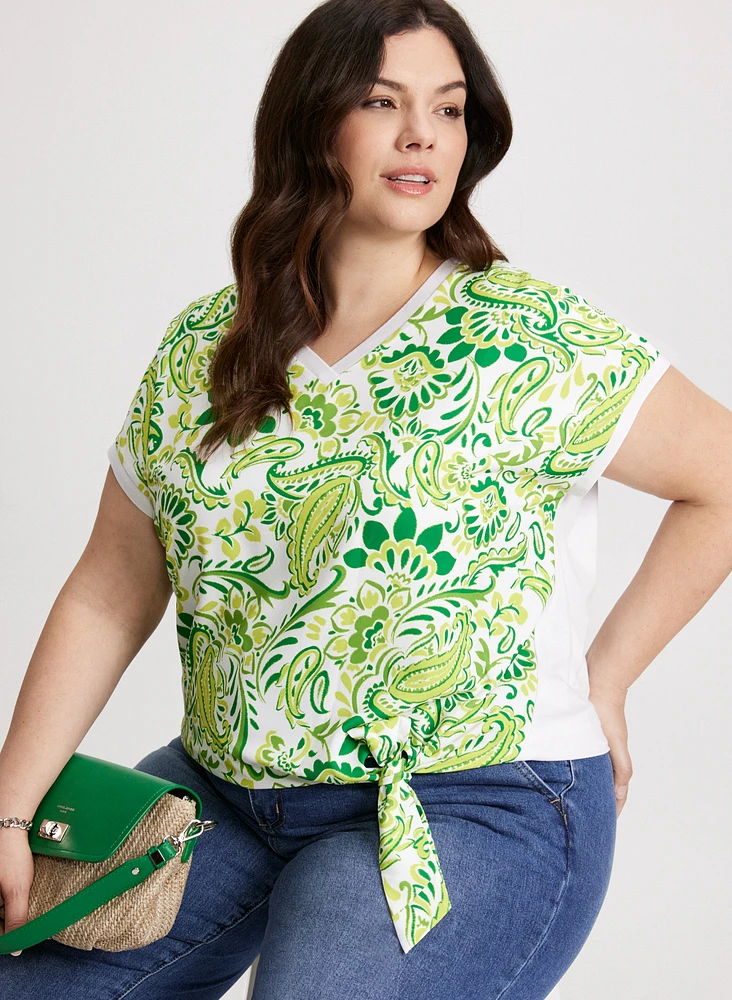 Tie Detail Drop-Shoulder Top