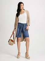 Short en denim avec ceinture à nouer