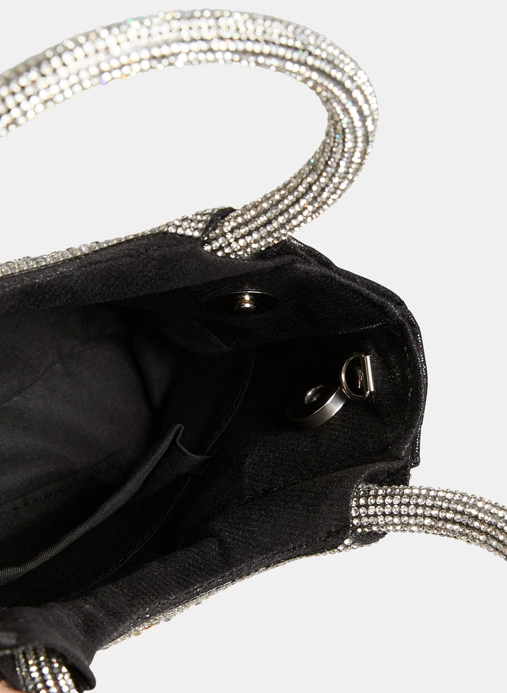 Pochette cristallisée à poignées rondes