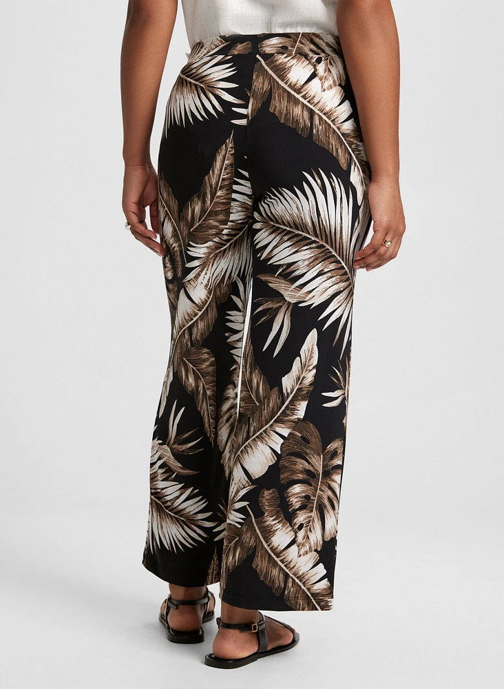 Palm Print Wide Leg Pants