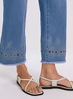 Embroidered Wide-Leg Jeans