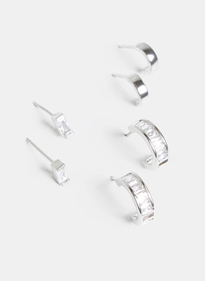 Three-Piece Stud Earrings Set