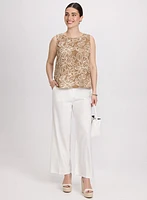 Embroidered Open Knit Top