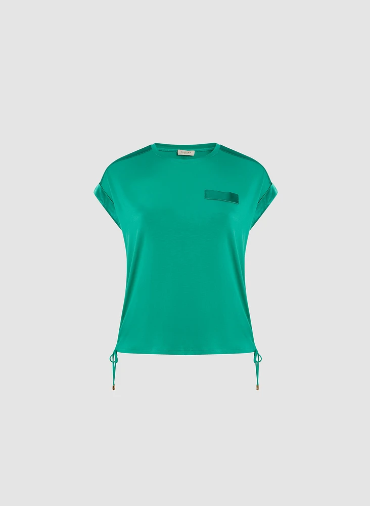 T-shirt uni à détails satinés